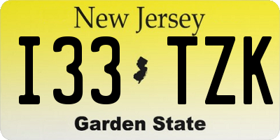 NJ license plate I33TZK