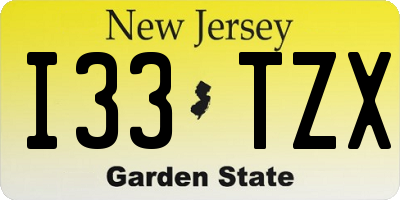 NJ license plate I33TZX