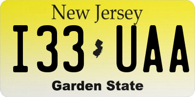 NJ license plate I33UAA