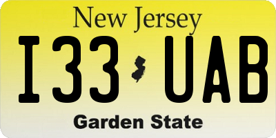 NJ license plate I33UAB