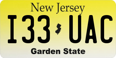 NJ license plate I33UAC