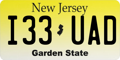 NJ license plate I33UAD