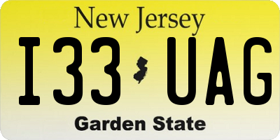 NJ license plate I33UAG