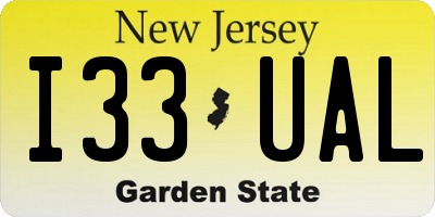 NJ license plate I33UAL