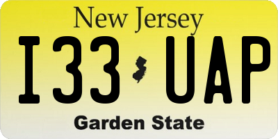 NJ license plate I33UAP