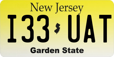 NJ license plate I33UAT