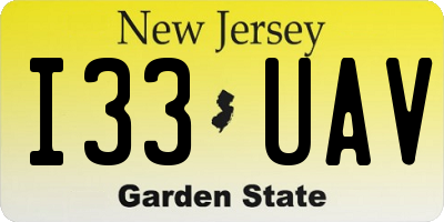 NJ license plate I33UAV