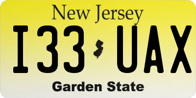 NJ license plate I33UAX
