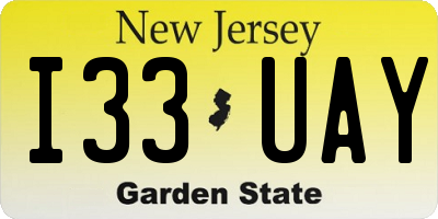 NJ license plate I33UAY