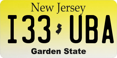 NJ license plate I33UBA
