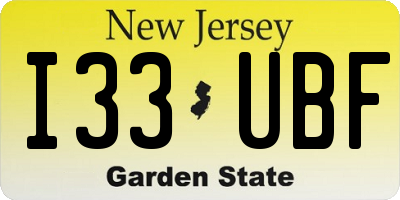 NJ license plate I33UBF