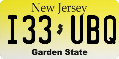 NJ license plate I33UBQ
