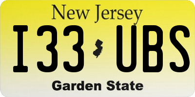 NJ license plate I33UBS