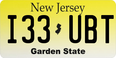 NJ license plate I33UBT