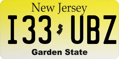 NJ license plate I33UBZ