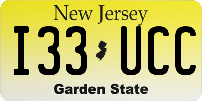 NJ license plate I33UCC