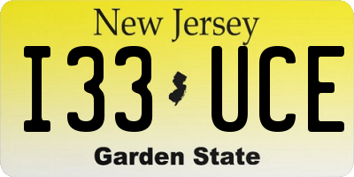 NJ license plate I33UCE
