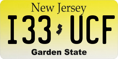 NJ license plate I33UCF