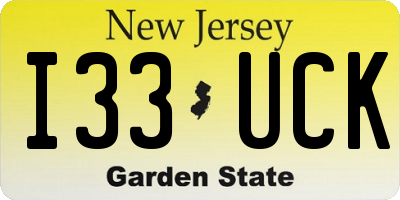 NJ license plate I33UCK