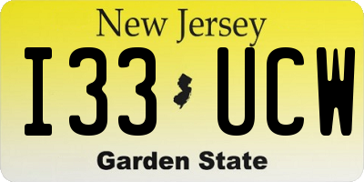 NJ license plate I33UCW