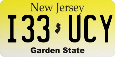 NJ license plate I33UCY