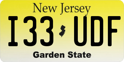 NJ license plate I33UDF