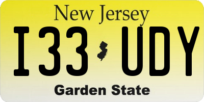 NJ license plate I33UDY