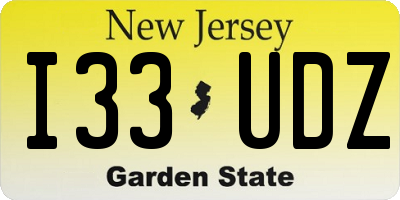 NJ license plate I33UDZ