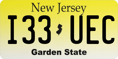 NJ license plate I33UEC
