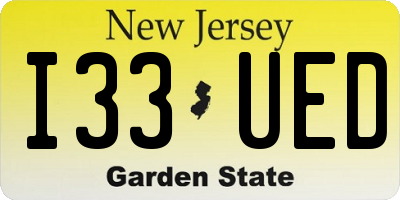 NJ license plate I33UED