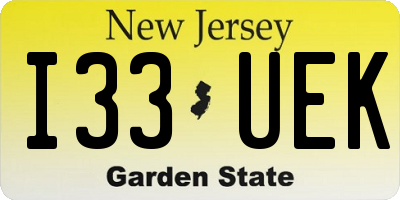 NJ license plate I33UEK