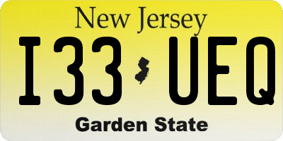 NJ license plate I33UEQ