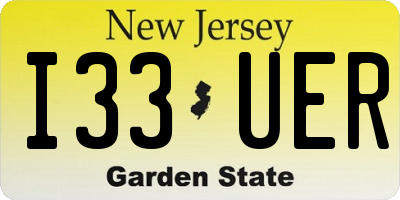 NJ license plate I33UER