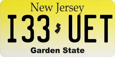 NJ license plate I33UET