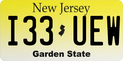 NJ license plate I33UEW