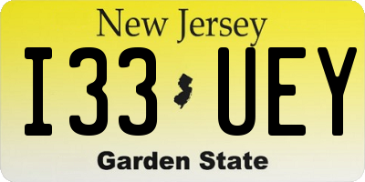 NJ license plate I33UEY