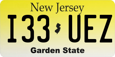 NJ license plate I33UEZ