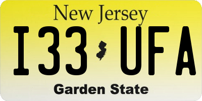 NJ license plate I33UFA