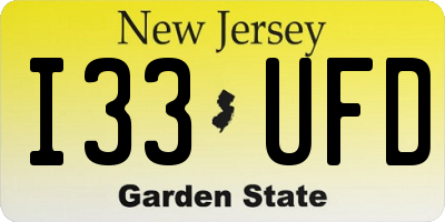 NJ license plate I33UFD