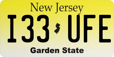 NJ license plate I33UFE