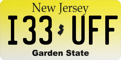 NJ license plate I33UFF