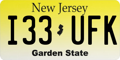 NJ license plate I33UFK