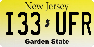 NJ license plate I33UFR