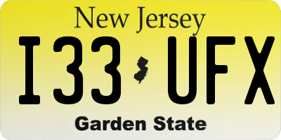 NJ license plate I33UFX