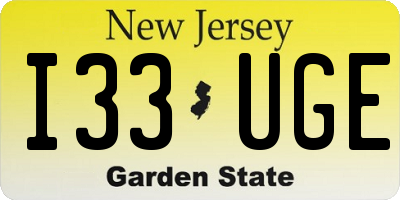 NJ license plate I33UGE