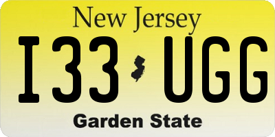 NJ license plate I33UGG