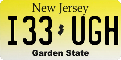 NJ license plate I33UGH