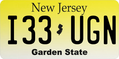 NJ license plate I33UGN