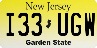 NJ license plate I33UGW