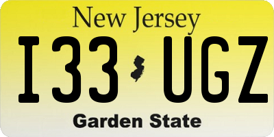 NJ license plate I33UGZ